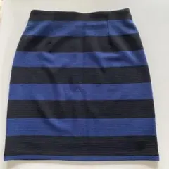 【BEAMS 】青と黒のストライプ スカート/Mサイズ/ゴム収縮性あり