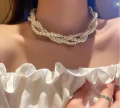 4連 パール調ネックレス ネックレス チョーカー ブライダルアクセサリー