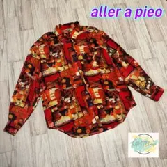 aller a pieo 総柄　シャツ　トップス　ラウンドカットシャツ　H2