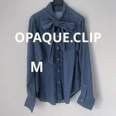 【未着用】OPAQUE.CLIP デニムボウタイブラウスM 洗濯機洗い可
