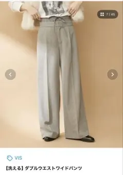 VIS ダブルウエストワイドパンツ グレー