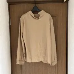 ベージュ 長袖スタンドカラーシャツ XL