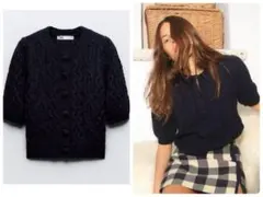 ZARA ケーブルニットカーディガン S