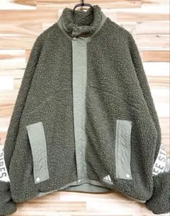 美品【アディダス】ボア フリース ブルゾン男女兼用 カーキ　XL