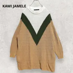 KAWI JAMELE Vライン 配色切替 ニット F 厚手 加藤ミリヤ レトロのサムネイル