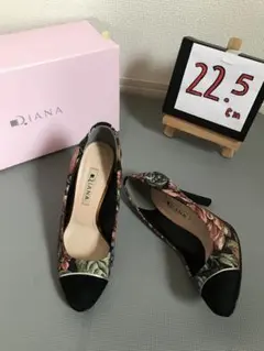 14. 美品　DIANA（ダイアナ）パンプス　ハイヒール（ブラック　花柄)
