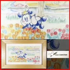 ディズニー ミッキー＆ミニー ジクレー版画フレーム付絵画水彩画風インテリア壁掛け