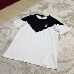 プーマ/PUMA ホワイトとブラックの配色のいい半袖TシャサイズLのサムネイル