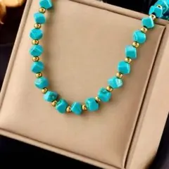新品　ターコイズ ネックレス 316Lトルコ石 ストーン ゴールド