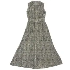 極美品】ANAYI シフォンリーフプリント ノースリーブワンピース 36