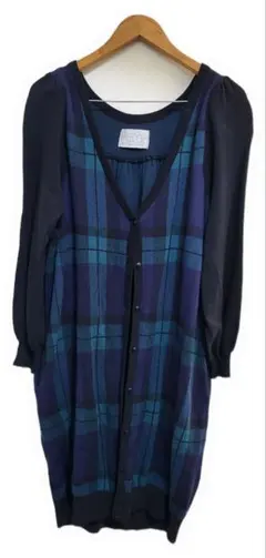 タータンチェック ロングカーディガン 長袖