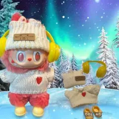 ラブブ お洋服　LABUBU☆ニット帽　セーター　ヘッドホン　靴　4点　イエロー