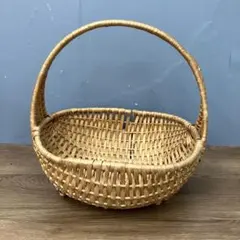 B-壁 天然素材 編みかご バスケット ハンドル付き 浅型 収納 インテリア
