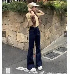 GRL ハイウエストフレアデニムパンツ インディゴ 【fo2243】のサムネイル
