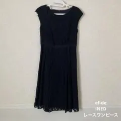 【ef-de】レースワンピース　ドレス　ネイビー　レース 結婚式ドレス　お呼ばれのサムネイル