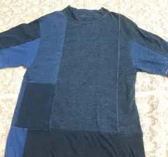 希少　45R　お祭り限定　パッチワーク　インディゴ　プルオーバー　リネン　刺繍 希少45Rお祭り限定パッチワークインディゴプルオーバーリネン刺繍