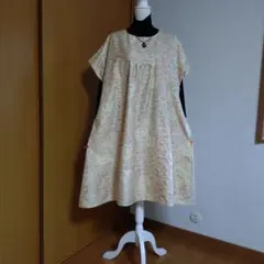 【大島着物リメイク】ゆったり可愛いピンタック入りジャンパースカート✤L〜3L