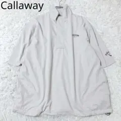 キャロウェイ　レインウェア　ゴルフ　グレー　XL　半袖　スタンドカラー　ロゴ刺繍
