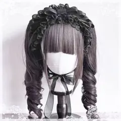 ♡ Princess tulle ribbon フリルヘッドドレス black♡