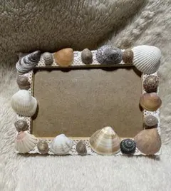 貝殻装飾フォトフレーム 約18x14cm