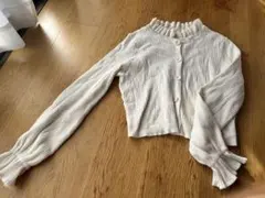 アイボリー リブ編み カーディガン L