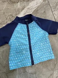 水色ドット柄　ラッシュガード 80cm