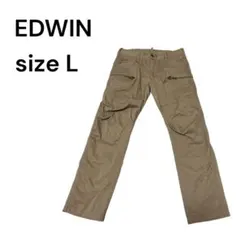 EDWIN ワークパンツ カーゴ Lサイズ 立体裁断 カーキ
