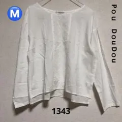 pou dou dou ホワイト　コットン　胸元レース　M 長袖ブラウスのサムネイル