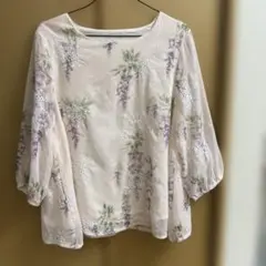 TRUST CLUB 花柄刺繍 五分袖チュニック 薄いピンク