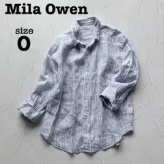 ミラオーウェン フレンチリネン ストライプ シャツ ブラウス 長袖 麻100%