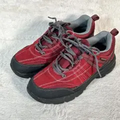 【美品】ダンロップ ウォーキング アウトドア22.5cm 3E 幅広 防水 赤系