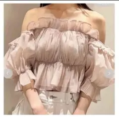 SNIDEL ボリュームギャザーフリルオフショルブラウス PNK