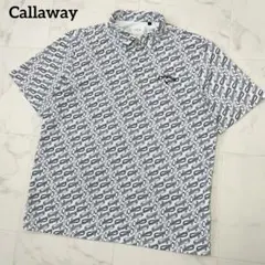 ②キャロウェイ　半袖シャツ　通気性　速乾性　ストレッチ　ロゴ総柄　3Lサイズ
