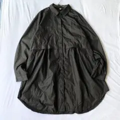 【 H/S Designed by Rei】チュニック 比翼ボタンシャツ 長袖F