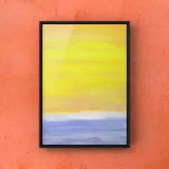 ★A4フレーム付き★オリジナル アートポスター SUNSET SKY 海 空