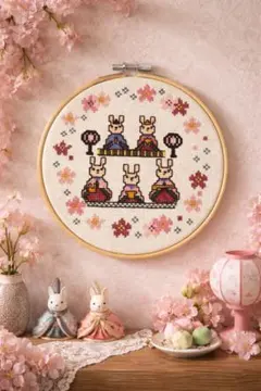 【オリジナル刺繍】ひな祭り 刺繍フープ｜刺繍ミシン使用｜一点ずつ制作｜即発送