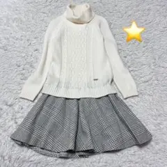 ブルーレーベルクレストブリッジ ドッキングワンピース ニット×フレアスカート