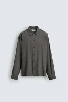 ZARA しわ加工ストライプ柄フルイドシャツ