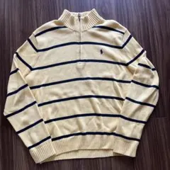 Polo by Ralph Lauren ハーフジップ ニット ボーダー Lのサムネイル