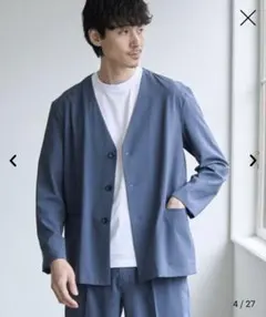 [美品]coen 【RONEL】COOLMAX ノーカラージャケット メンズS