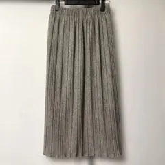 プリーツロングスカート M ミディ丈 ミモレ丈 ベージュ系