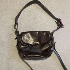 COACH ショルダーバッグ ブラック レザー11423黒 - メルカリ