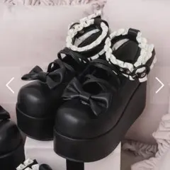 pium レースフリルエナメルパンプス ブラック×ホワイト | Mercari