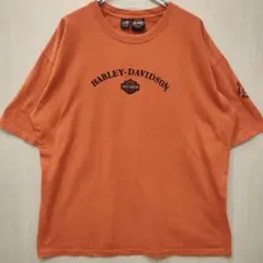 公式 USA製 ハーレーダビッドソン フロントロゴ 刺繍 バイク オレンジ