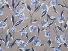 計3.4m*水彩ボタニカル草花*シャツコール*グレーblue