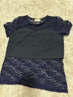 repipi armario レピピ　子供用　レース トップス ネイビー キッズ