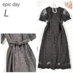 epic day　オールレースチャイナディティールドレス　ダークグレー　L