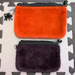 Kipling ファーポーチ オレンジ パープル 2点セット