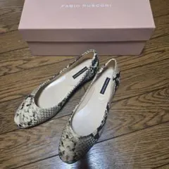 【新品未使用】FABIO RUSCONI パイソン柄フラットシューズ 35