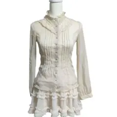 レストローズ フリルレース付き長袖シャツ 森ガール ブラウス フェアリーグランジ